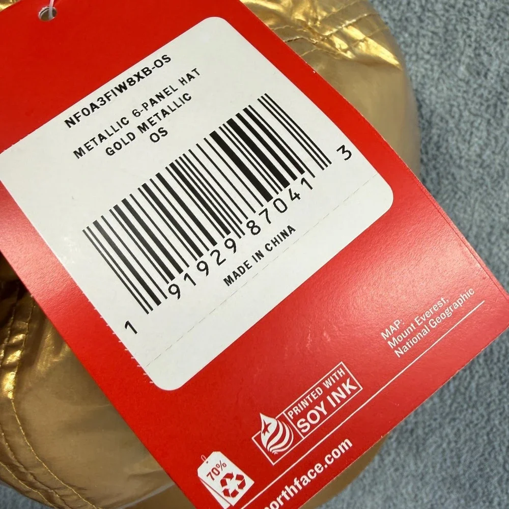 The North Face Hat‎ Unisex OS Gold Metallic 6-Panel Strapback Baseball Cap NWT